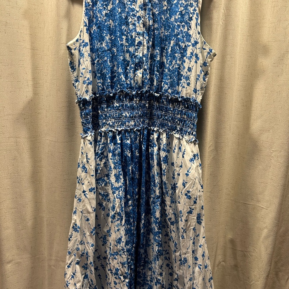 Taylor Blue and Silver Sleeveless Sundress